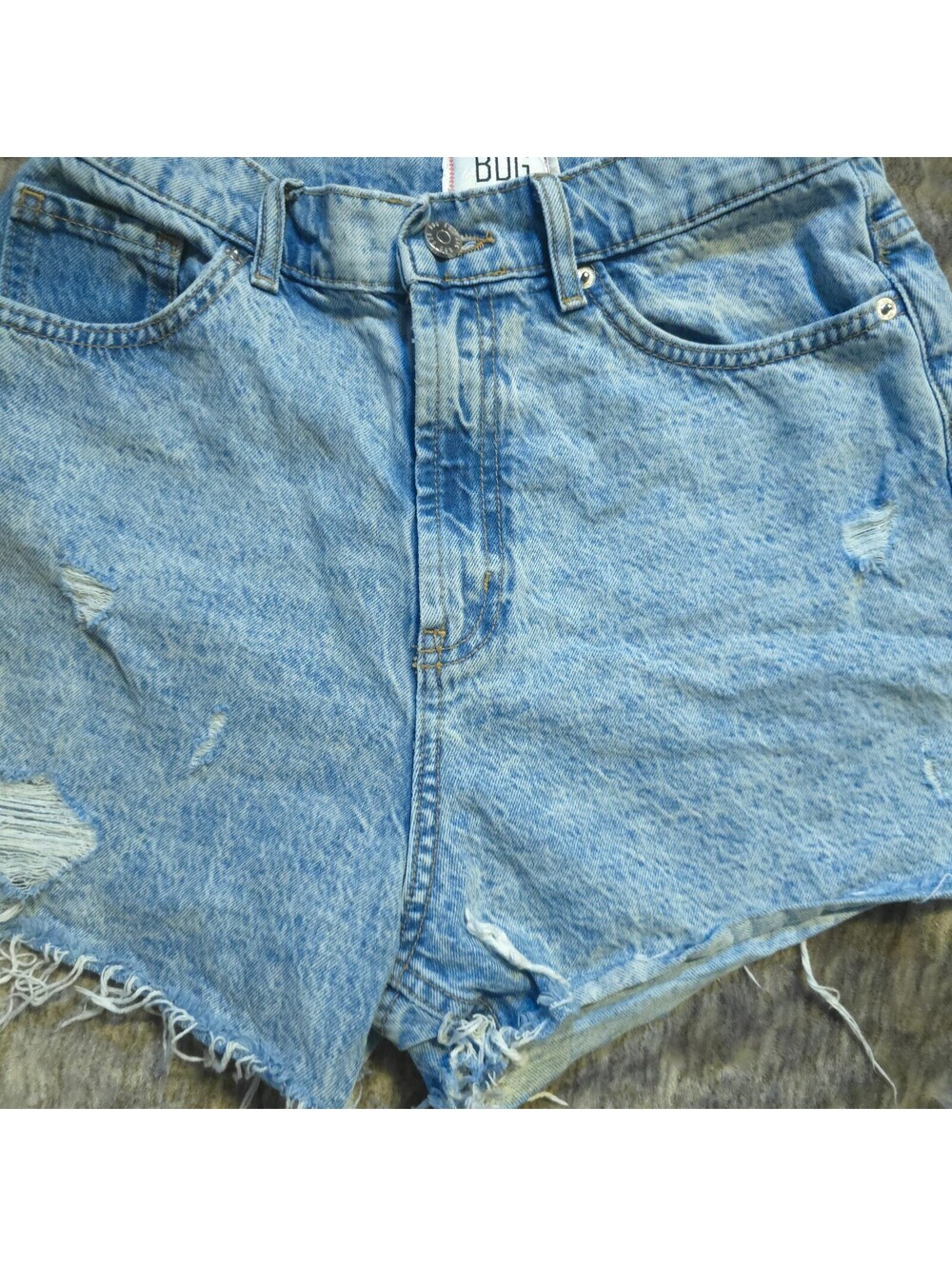 BDG Light Blue Distressed Denim Shorts Size 28 - Picture 2 of 5